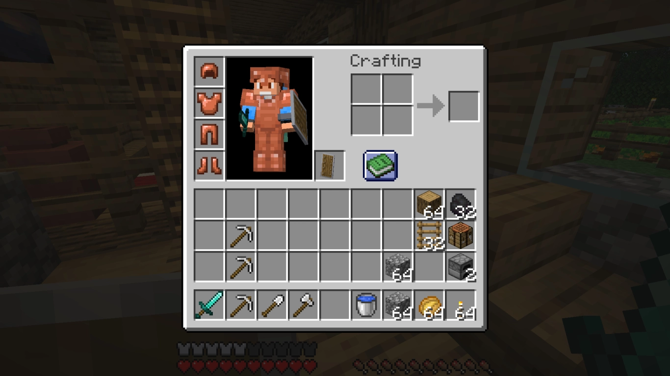 Equipamento para grutas de Minecraft: armas, ferramentas, tochas, comida, escudo e balde de água