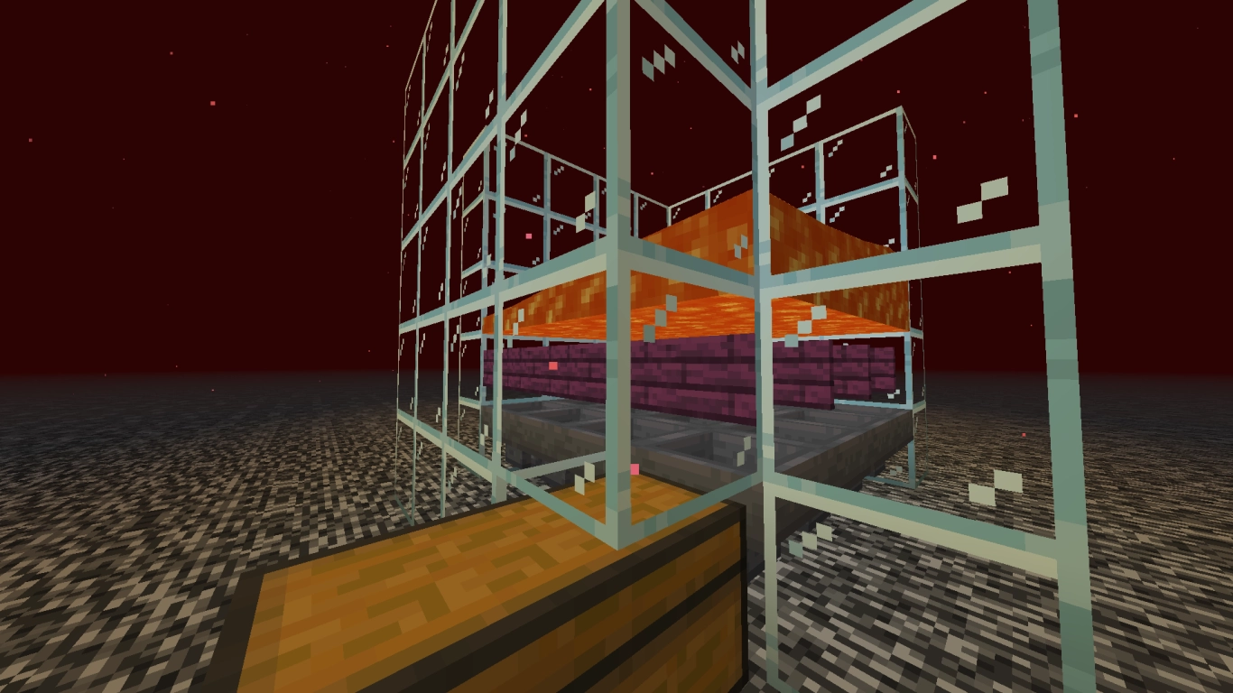 Spawn platform with warped fungus and trapdoors that guide Hoglins to the centre