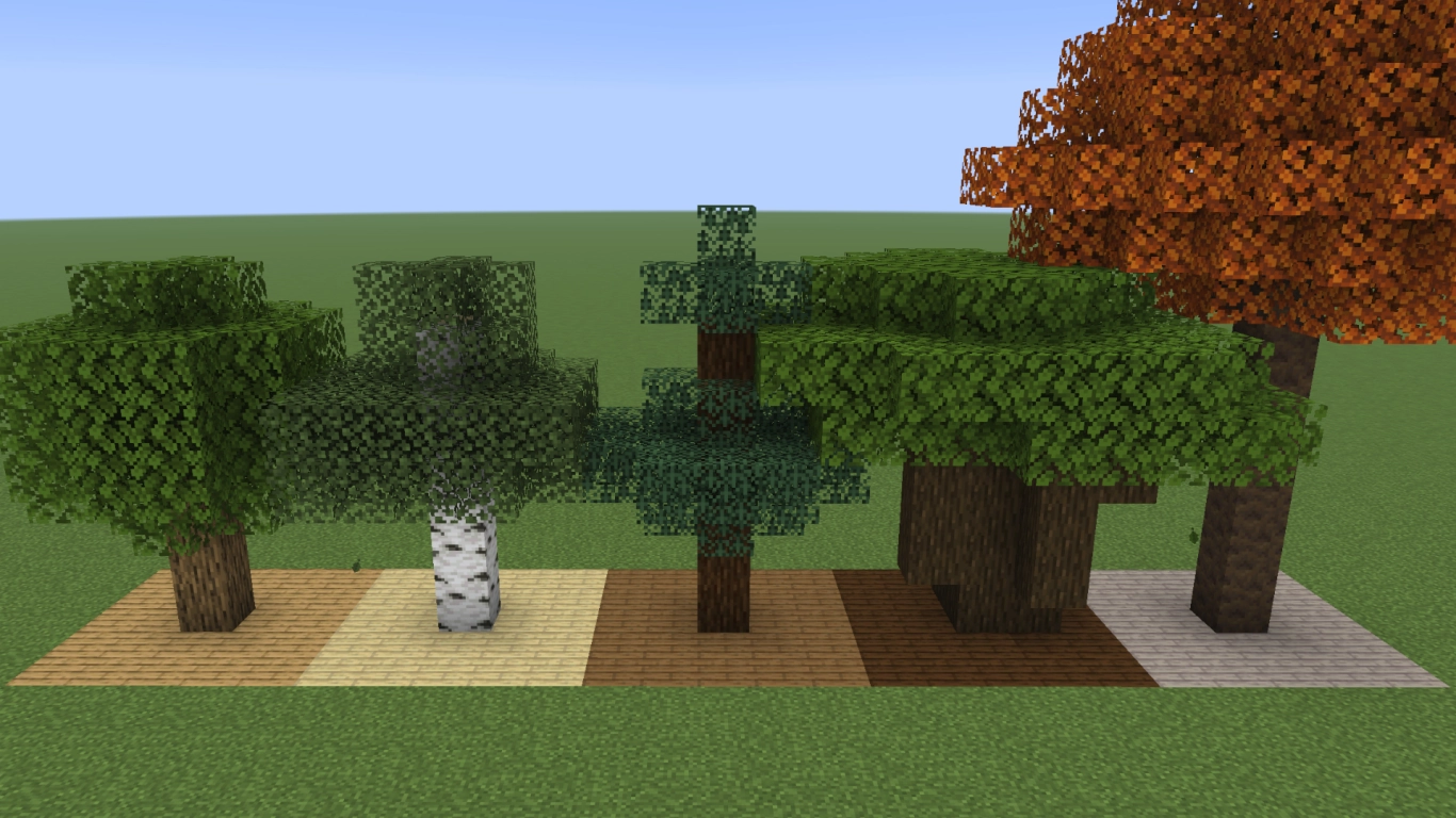 Minecraft Holzarten Eiche Birke Fichte Dunkeleiche Fundorte Setzlinge und Farben