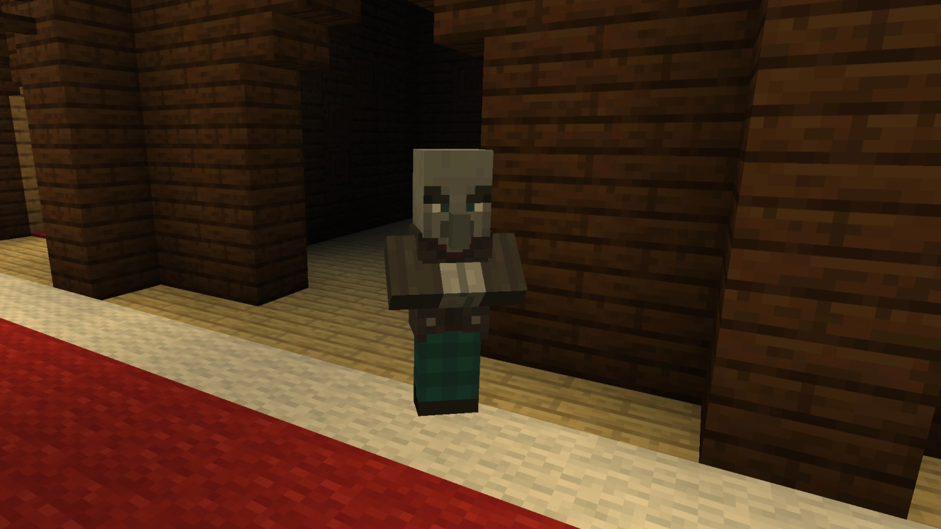 Minecraft Vindicator mit verschränkten Armen im Waldanwesen