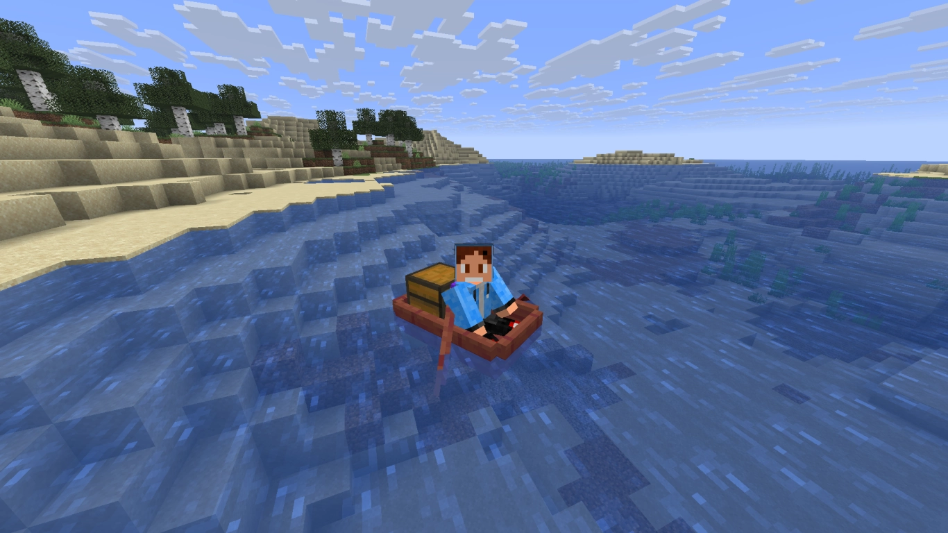Minecraft Boot mit Truhe für langen Item-Transport über Wasser