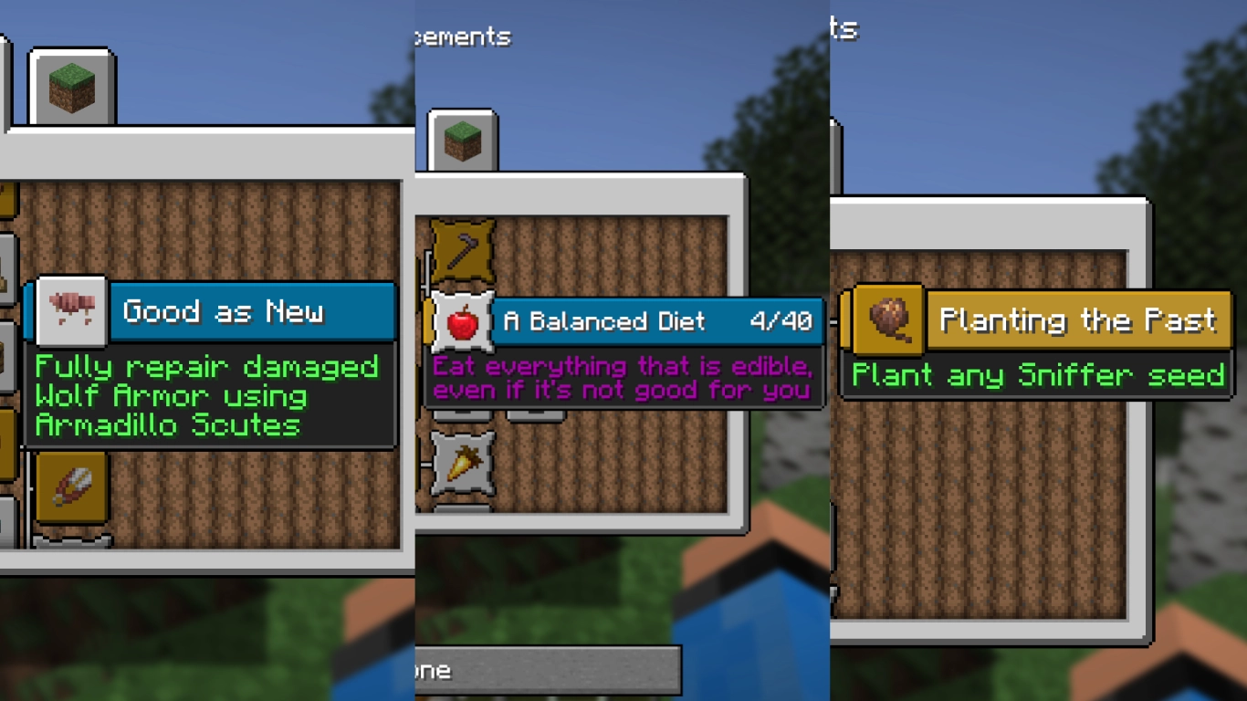 Husbandry advancements in Minecraft breeding animals and growing crops