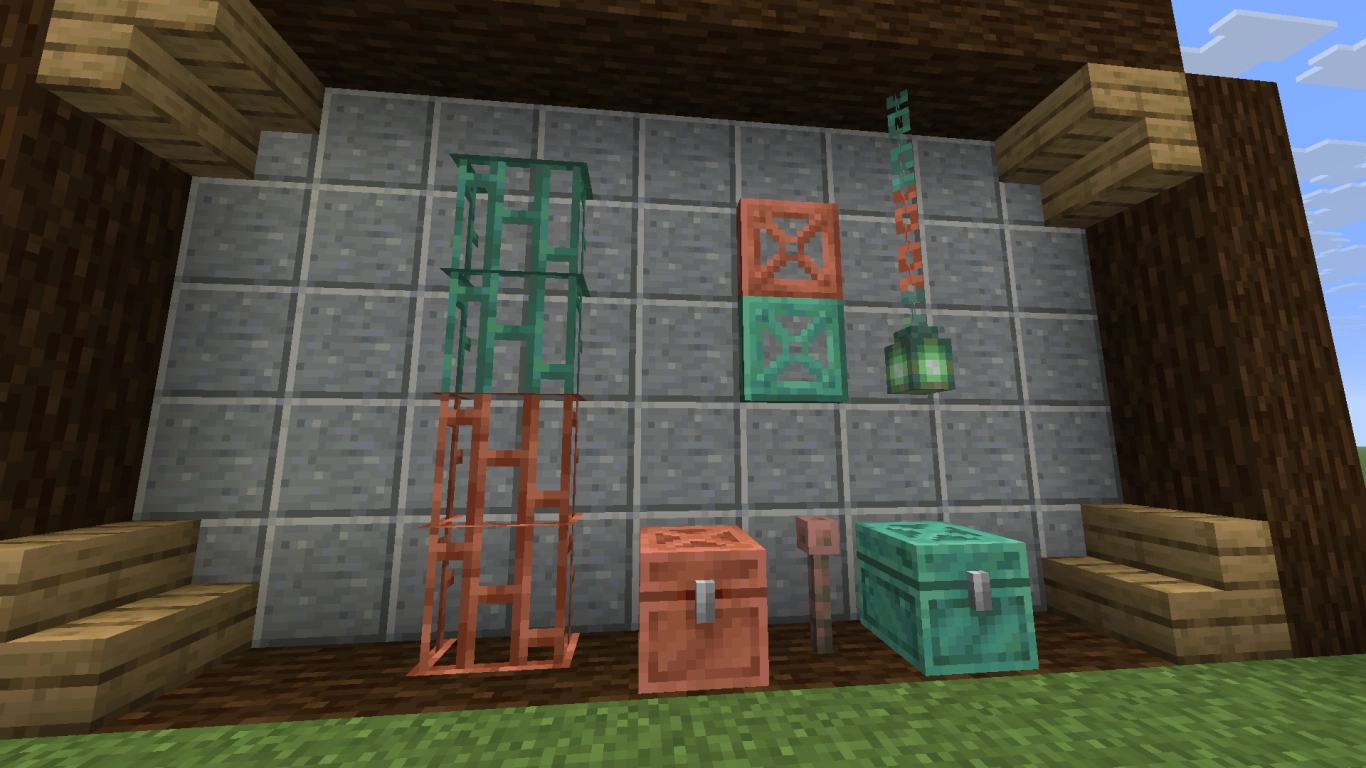 Nuovi blocchi decorativi di rame con ossidazione: lanterne, catene e grate in Minecraft