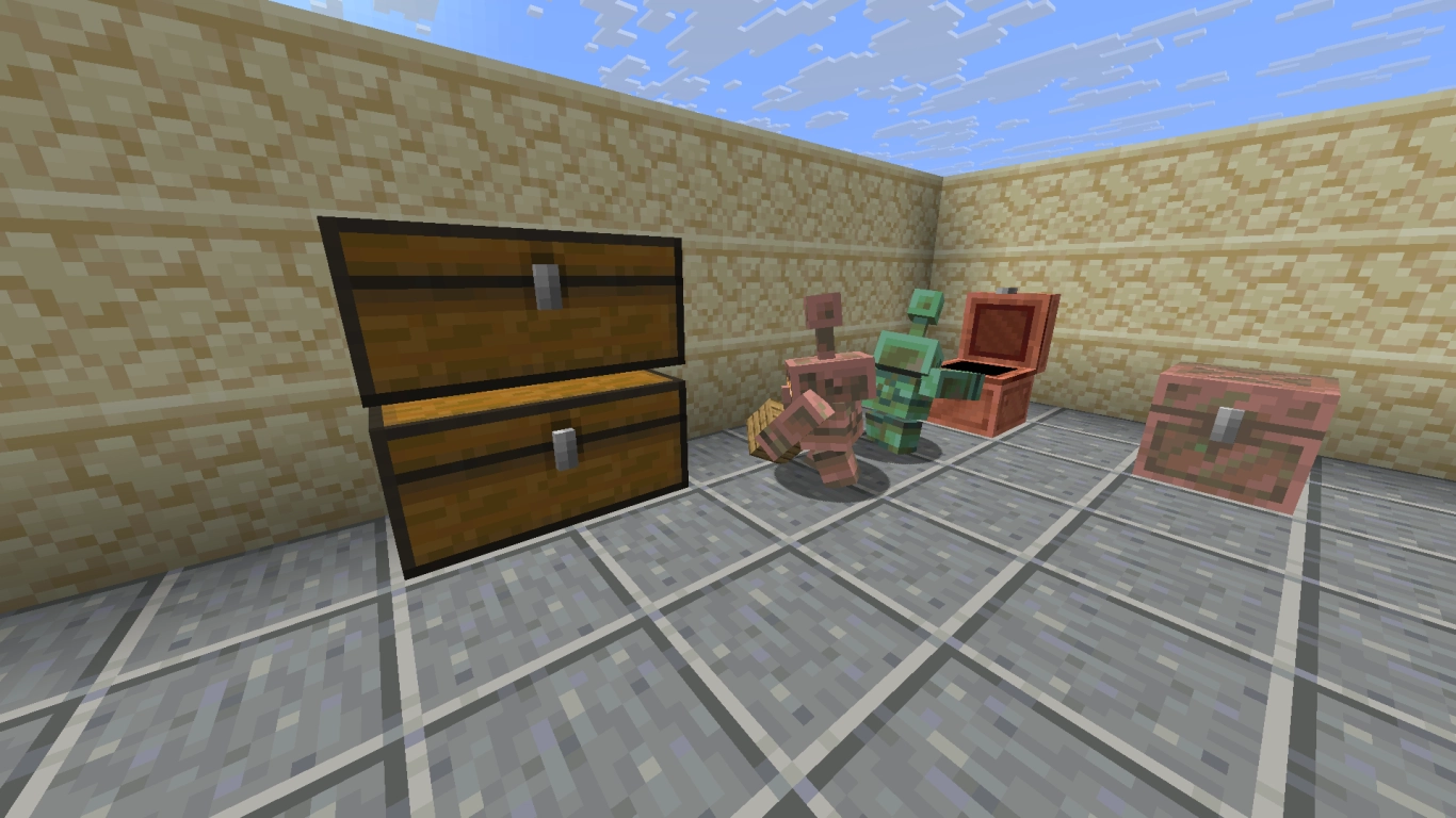 Il golem di rame smista gli oggetti automaticamente e ispeziona i bauli in Minecraft