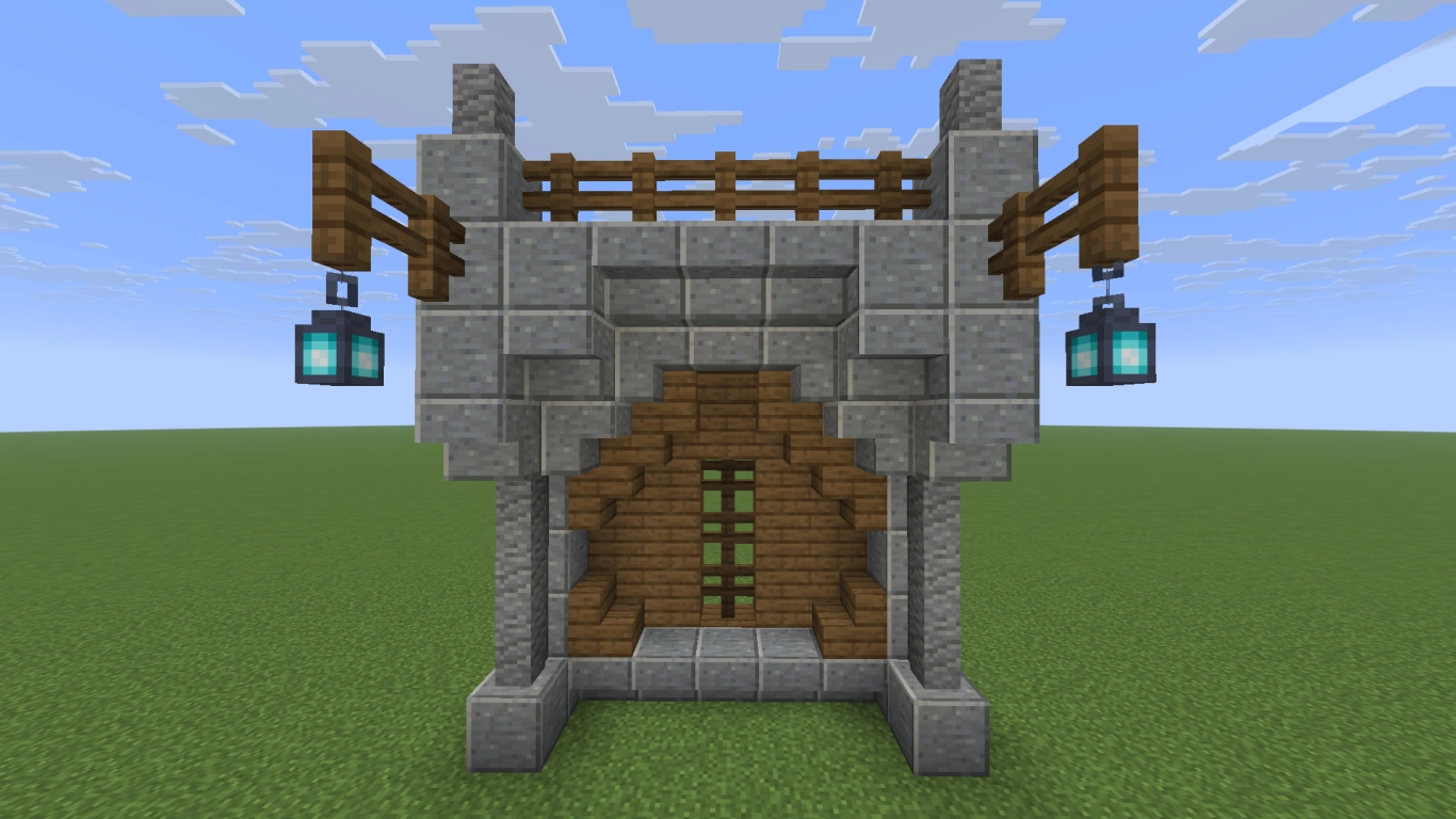 Muro decorativo di Minecraft che si integra cromaticamente nel bioma