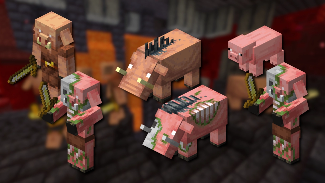 Piglins Hoglins und Schweine Transformationen in Minecraft