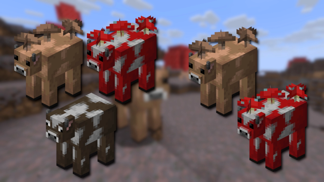 Kühe und Mooshrooms Transformationen in Minecraft