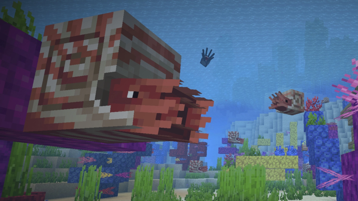 Minecraft-nautilus in de koude oceaan