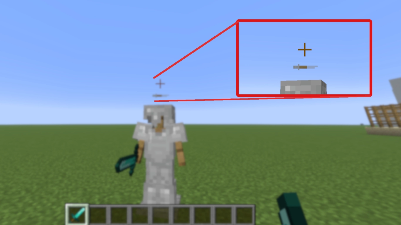 Minecraft Angriffs-Cooldown Anzeige unter dem Fadenkreuz im PvP