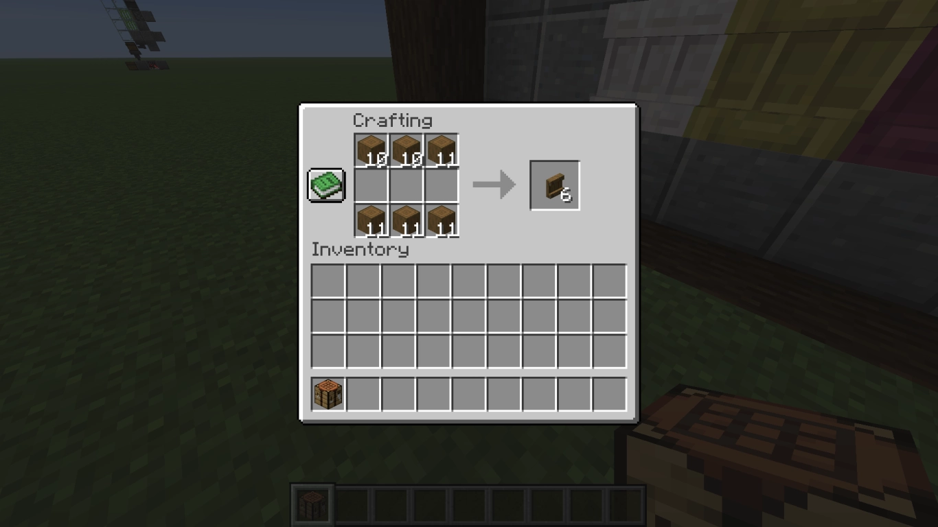 Mensola di Minecraft con tre slot affiancati nel gioco