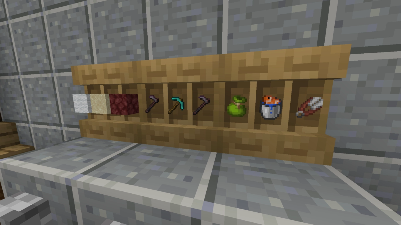 Conservare oggetti e stack interi nella mensola di Minecraft e mostrarli