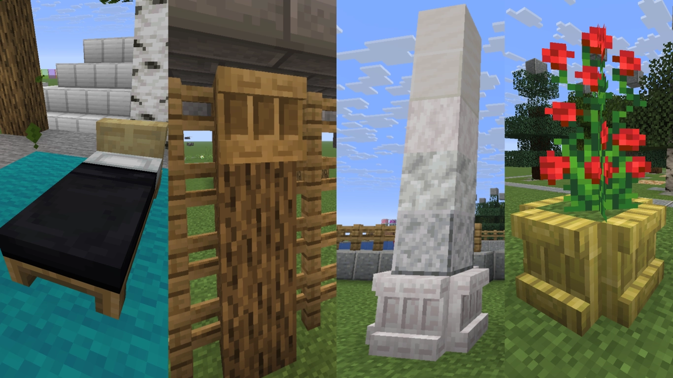 Mensole di Minecraft come elementi decorativi e lastre verticali