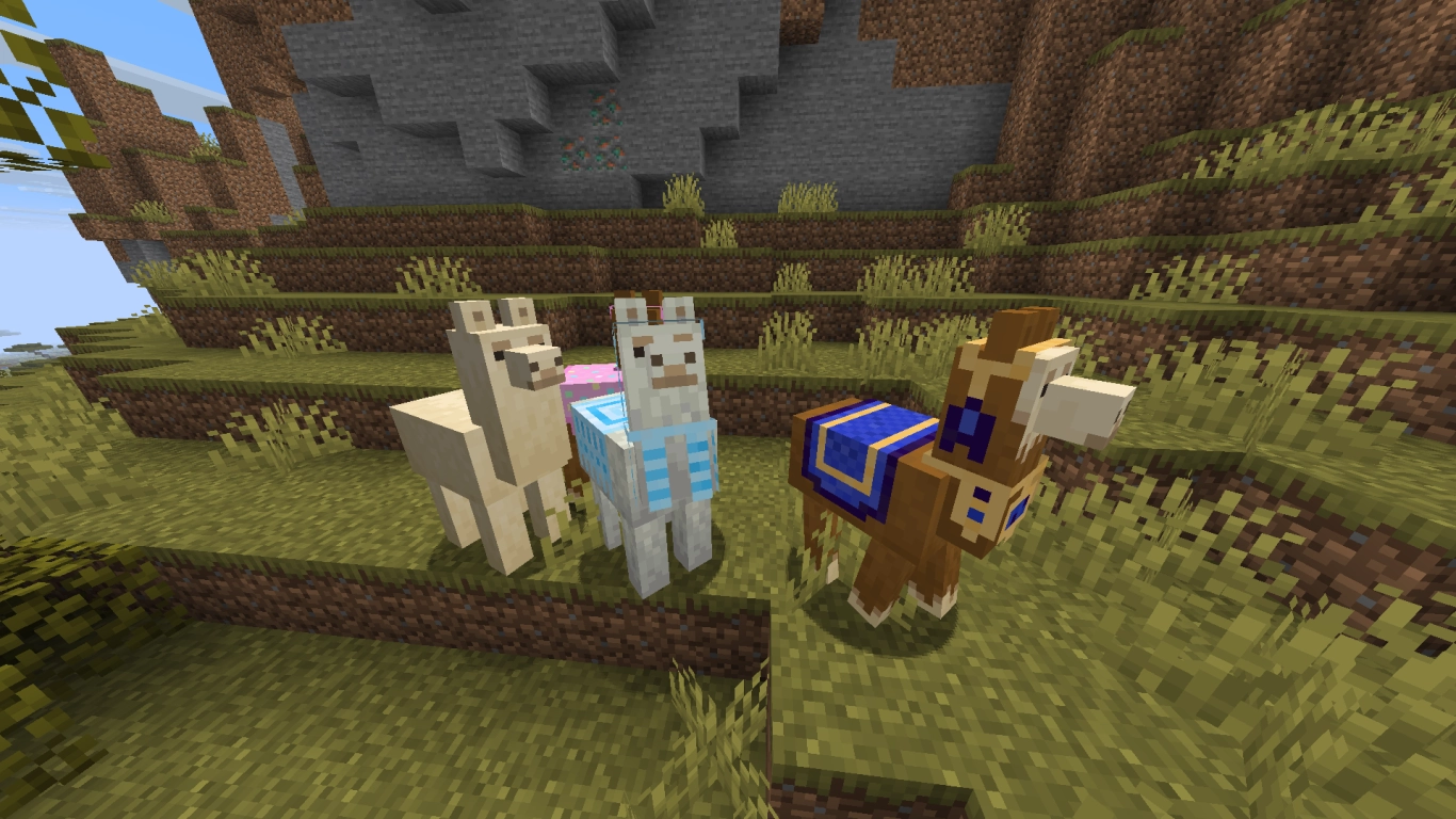 Minecraft Lama mit Teppich in einer Karawane