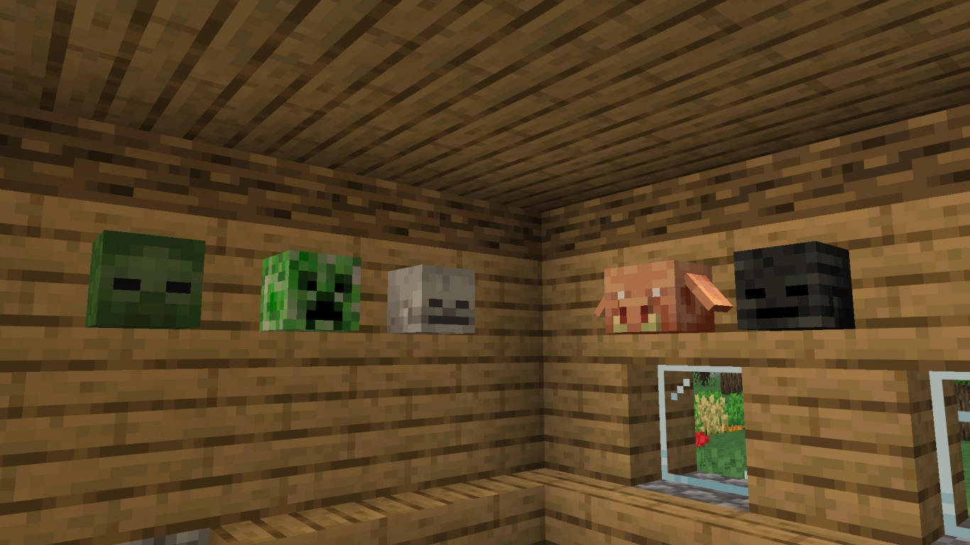 Monsterhoofden in Minecraft als decoratie en helm gebruiken
