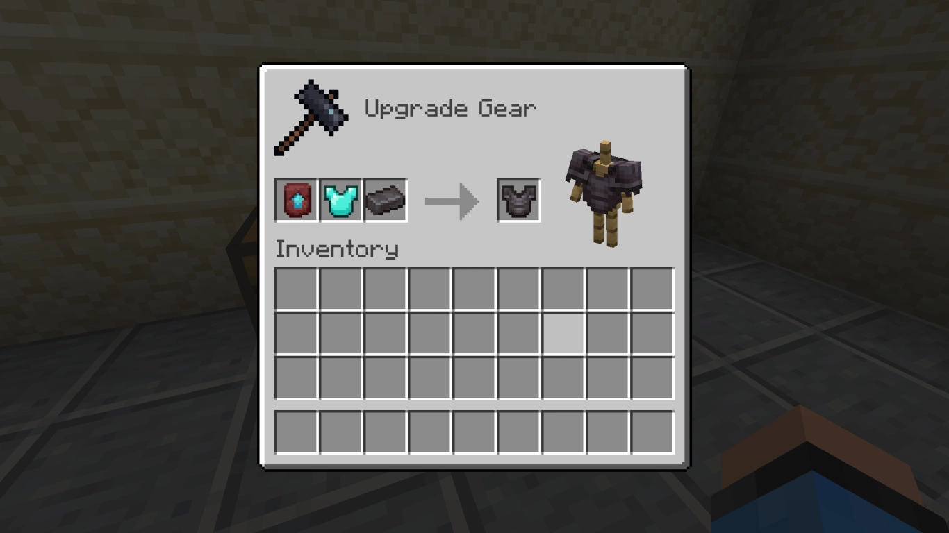 Minecraft Netherite Upgrade am Schmiedetisch für Diamantrüstung