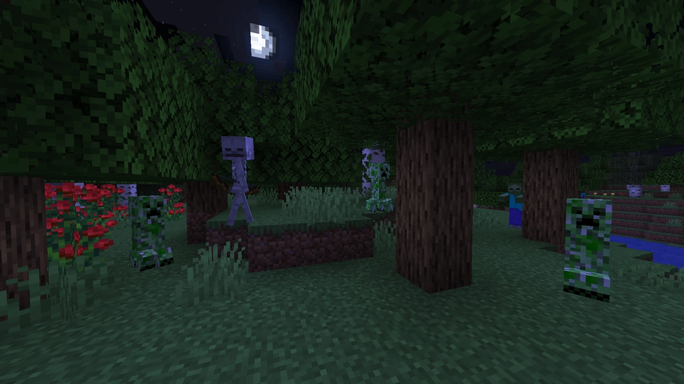 Creeper di Minecraft a un attimo dall’esplosione in una zona boschiva