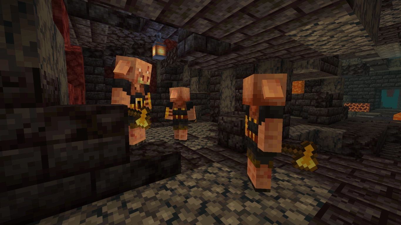 Piglin brutale di Minecraft che sorveglia un bastione nel Nether