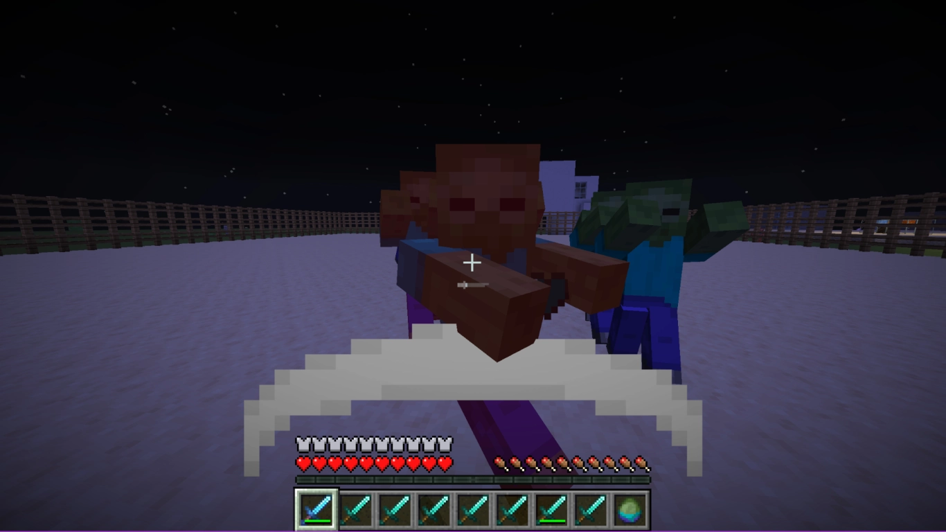 Minecraft Schwert-Verzauberung Schwungkraft für mehr Flächenschaden gegen Gruppen