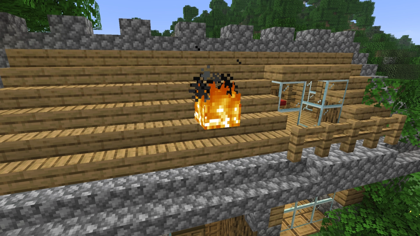 Minecraft stopp brannspredning ved trehus