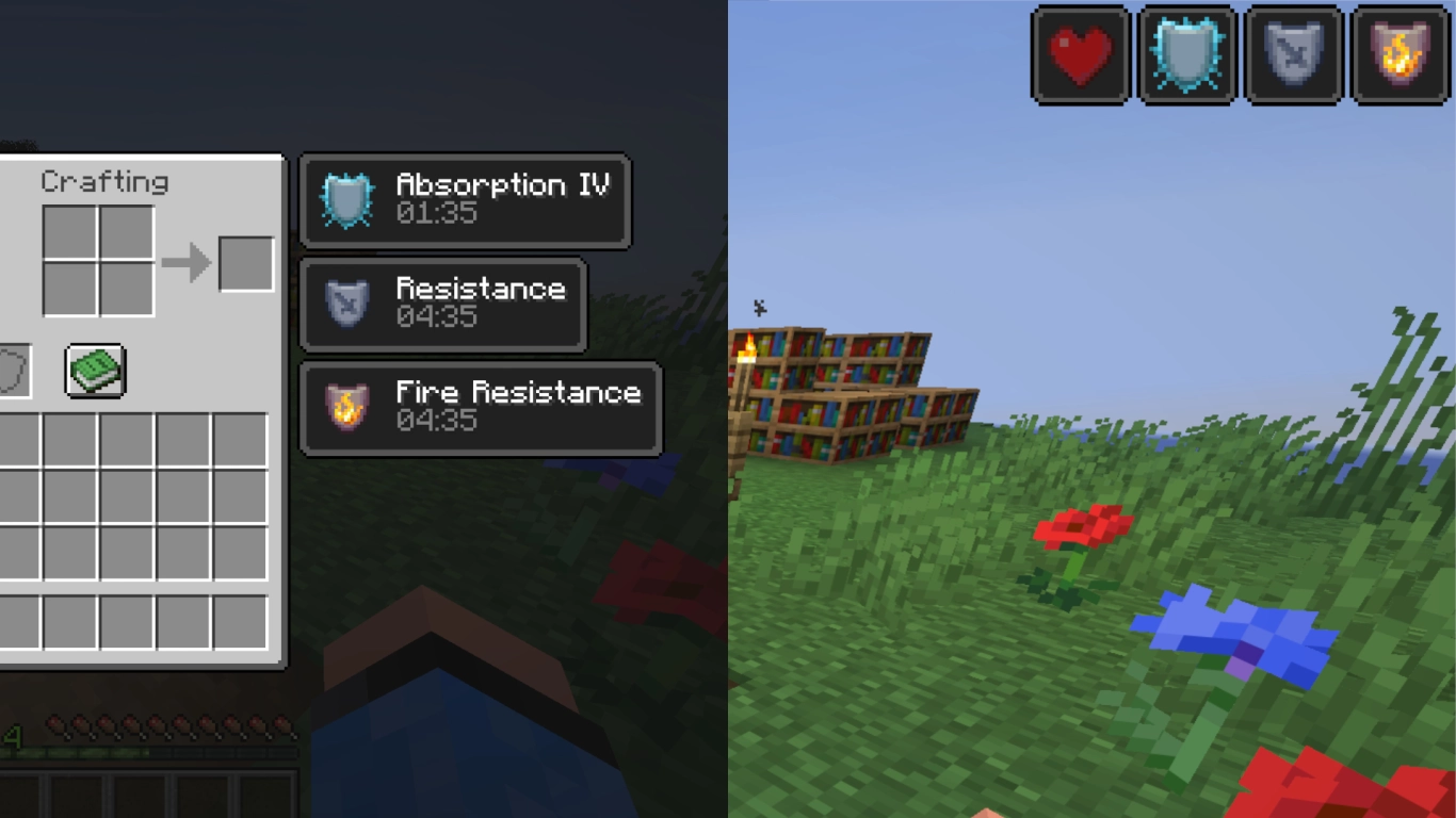 Efeitos de estado do Minecraft explicados: símbolos e duração no inventário