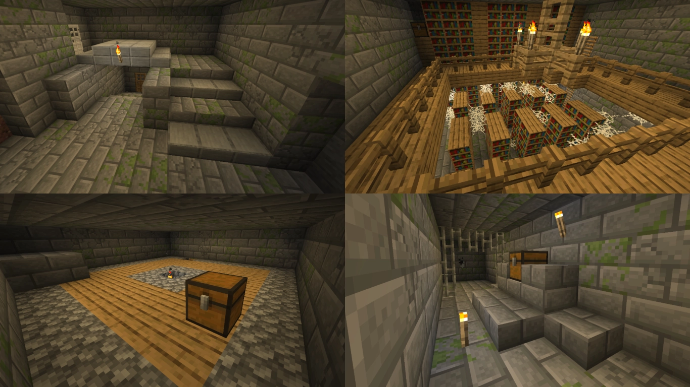 Wendeltreppe und Gänge im Minecraft Stronghold