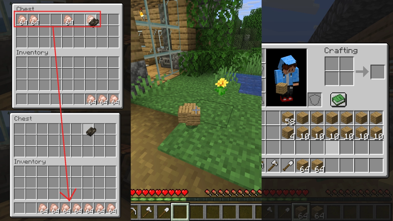 Minecraft sort, stack, and quickly select items