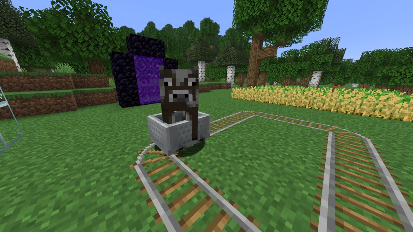 Minecraft Tiere mit Loren und Schienen bewegen