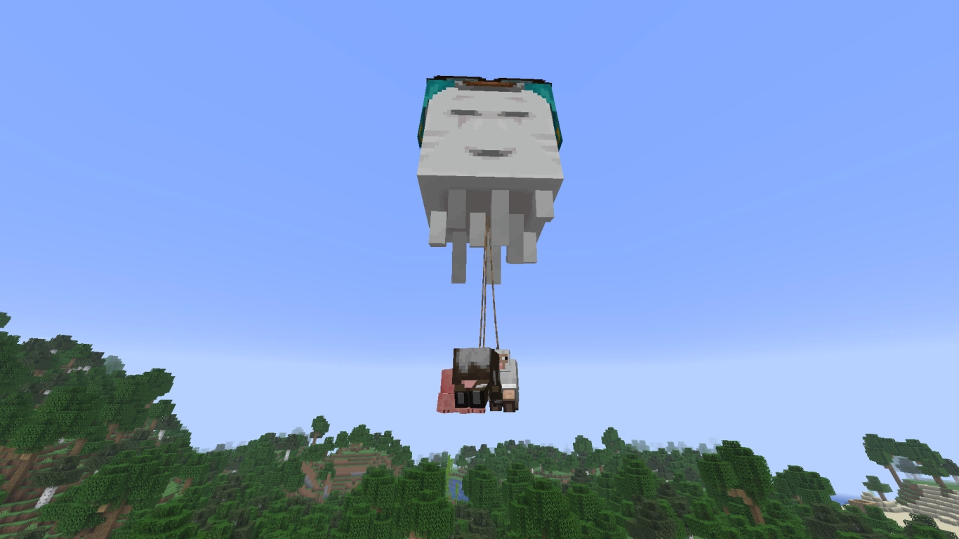 Minecraft glücklicher Ghast als fliegender Transport für Tiere