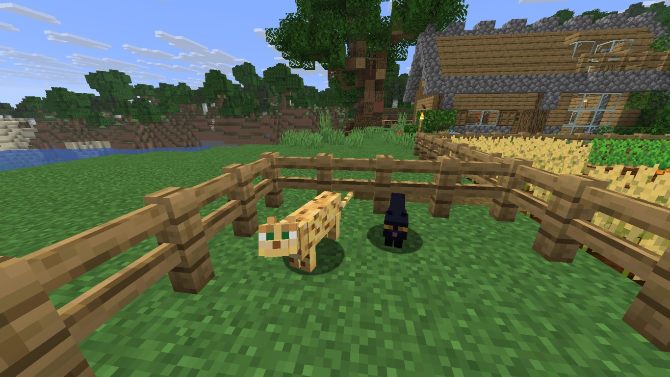 Minecraft taming cats in villages: feed fish, receive gifts, creepers keep their distance