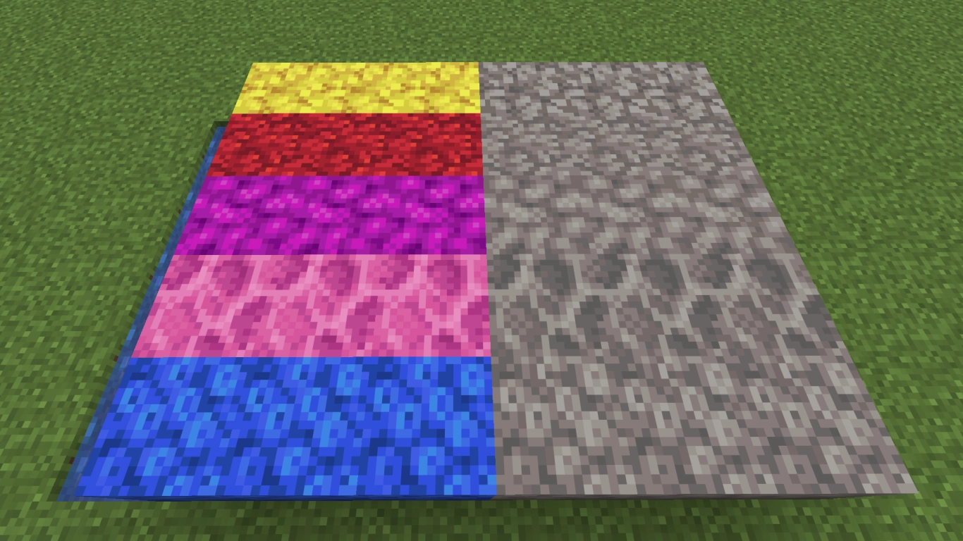 Minecraft bloki koralowców kolorowe i martwe jako elewacja i zamiennik kamienia