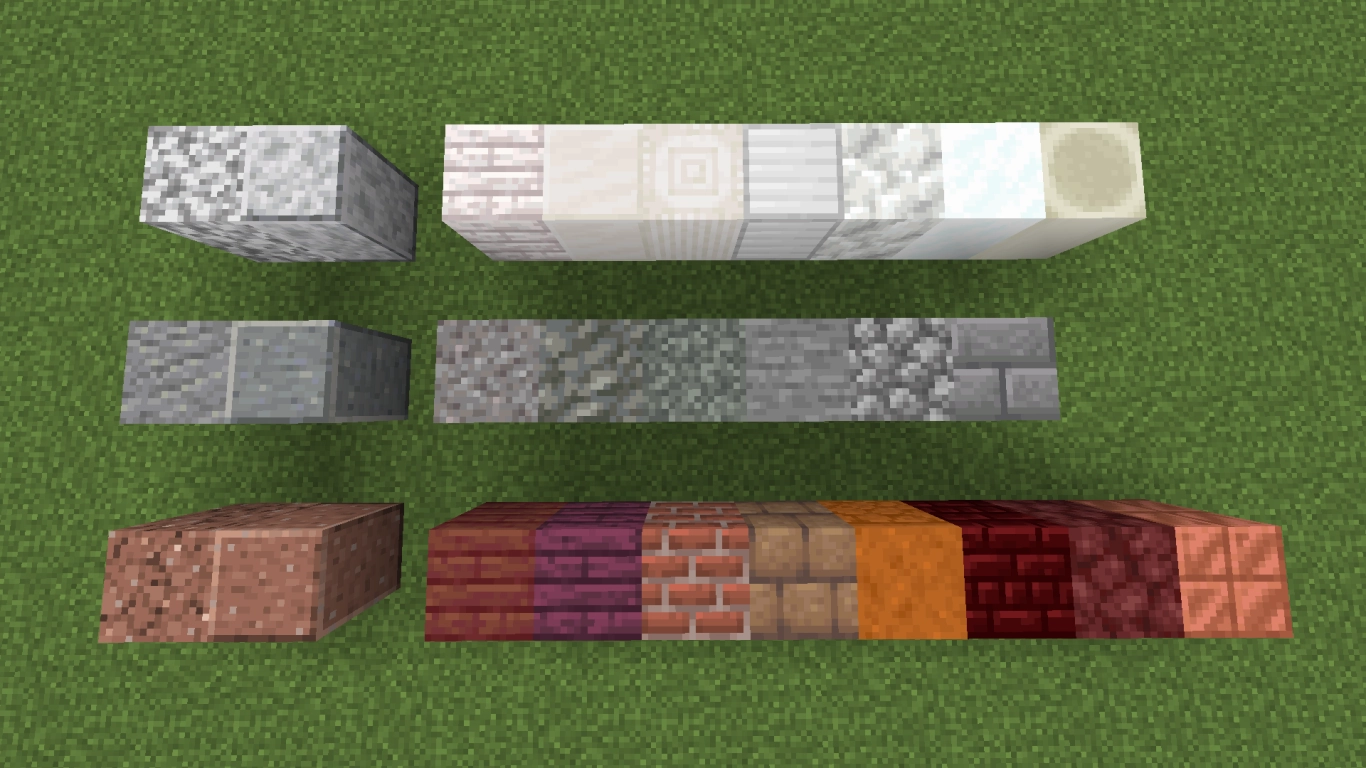 Minecraft diorit, andesit och granit som mångsidiga byggmaterial