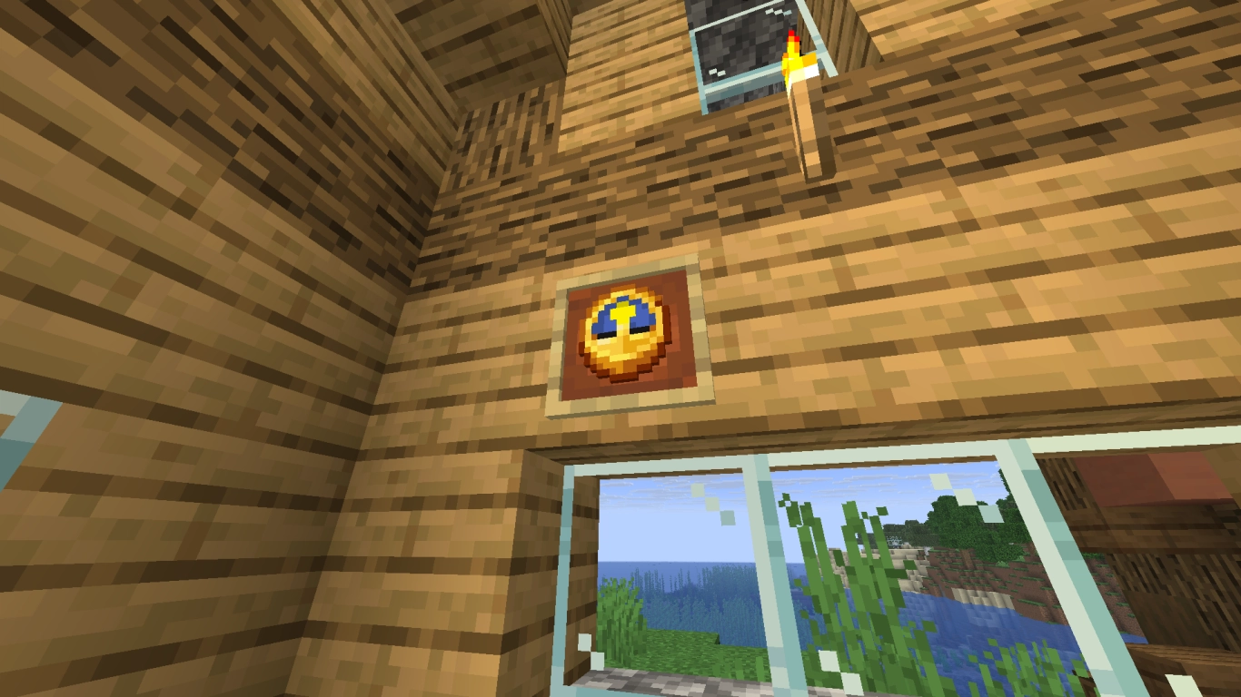 Minecraft klocka som visar dag och natt i en ram