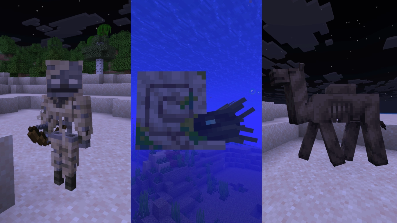 Minecraft zombiedromedaris woestijnskelet zombie-nautilus mobs