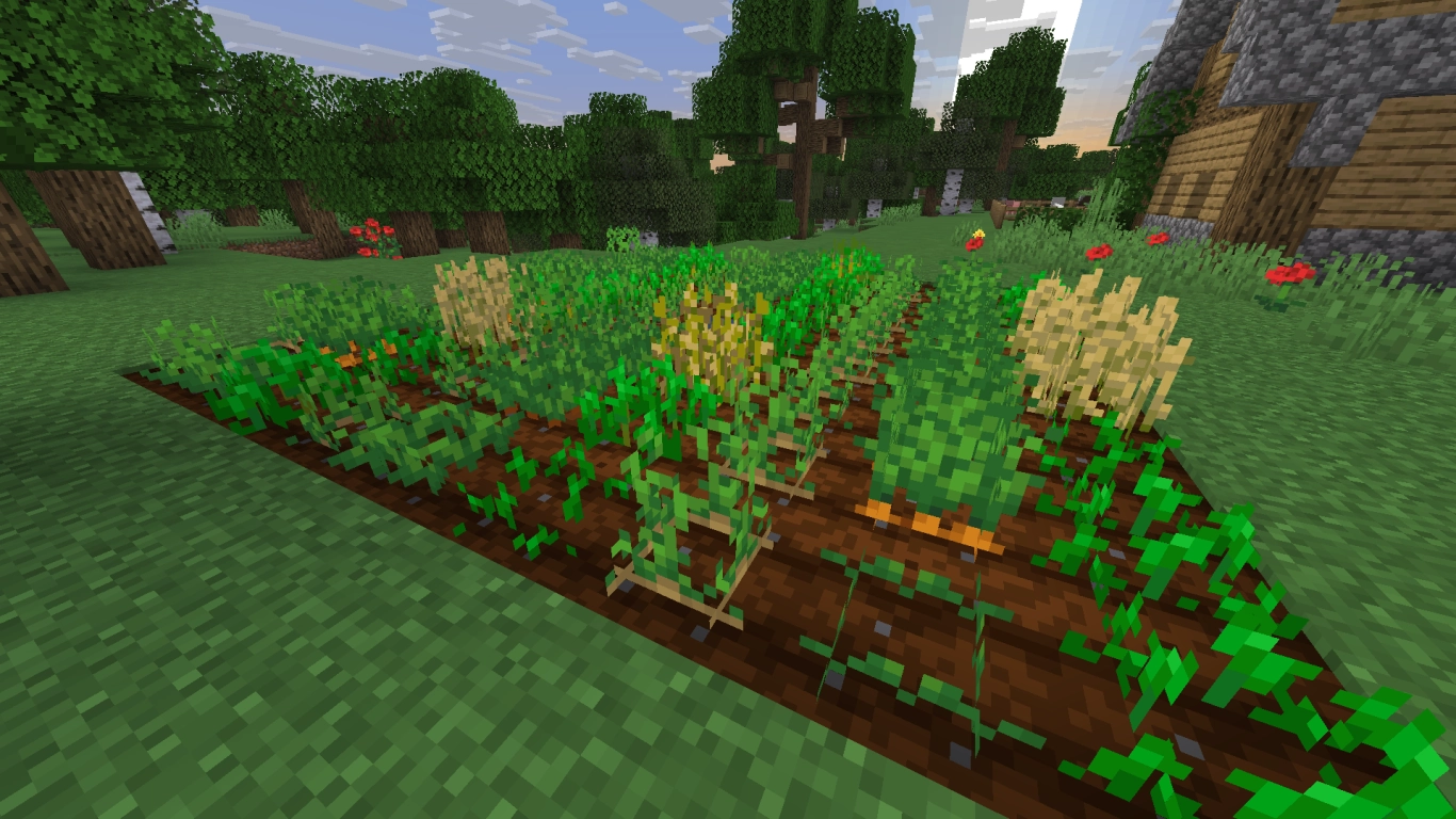 Minecraft-farmingtip: gewassen sneller laten groeien door in rijen/schaakbord te planten, zonder beendermeel