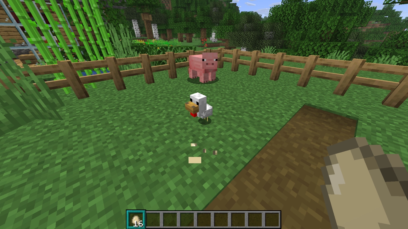 Zeldzame kans in Minecraft: vier kuikens uit één ei (1 op 256)