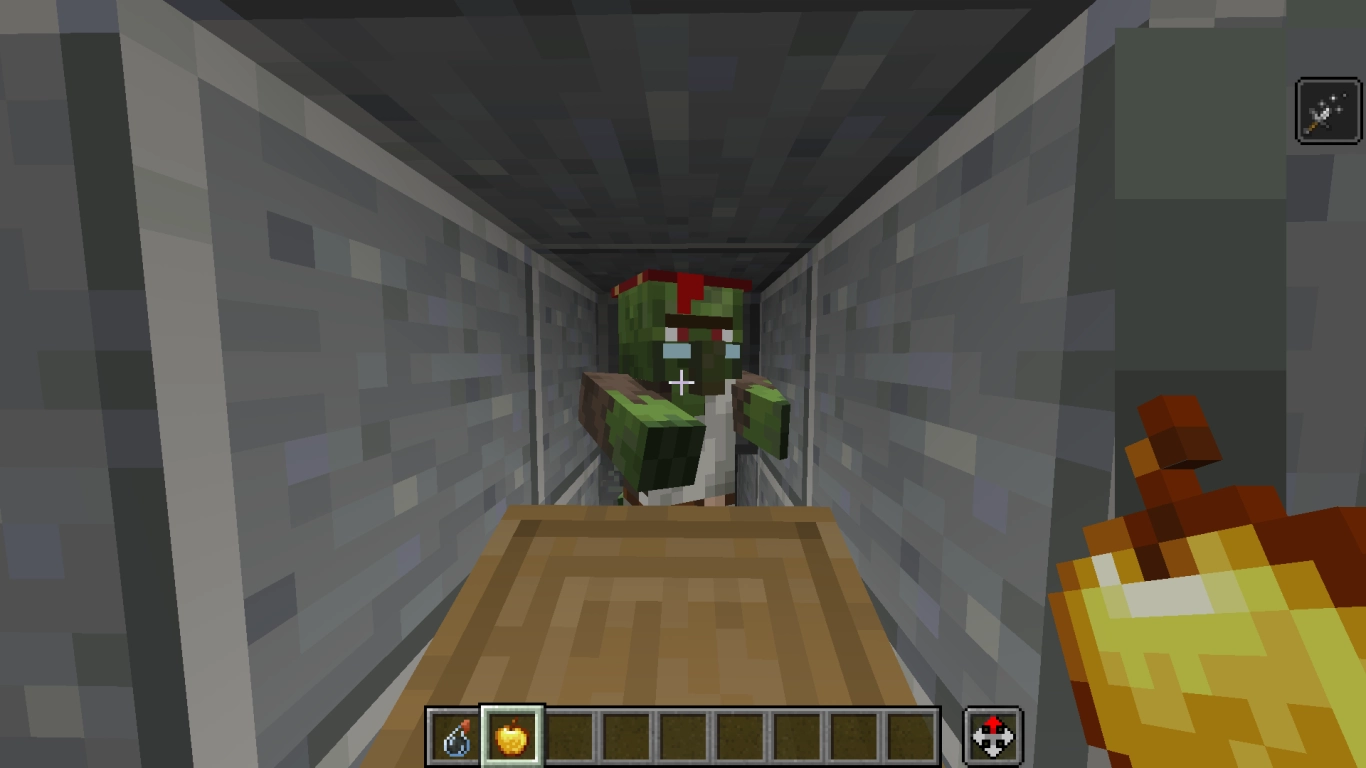 Minecraft iyileştirme istasyonunda koridorda güvene alınmış zombi