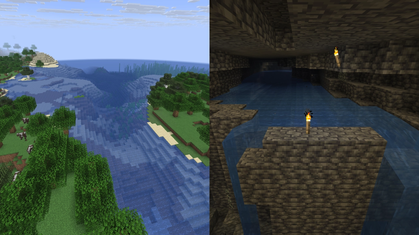 Minecraft-vann i hav, elver og huler – egenskaper og bruk