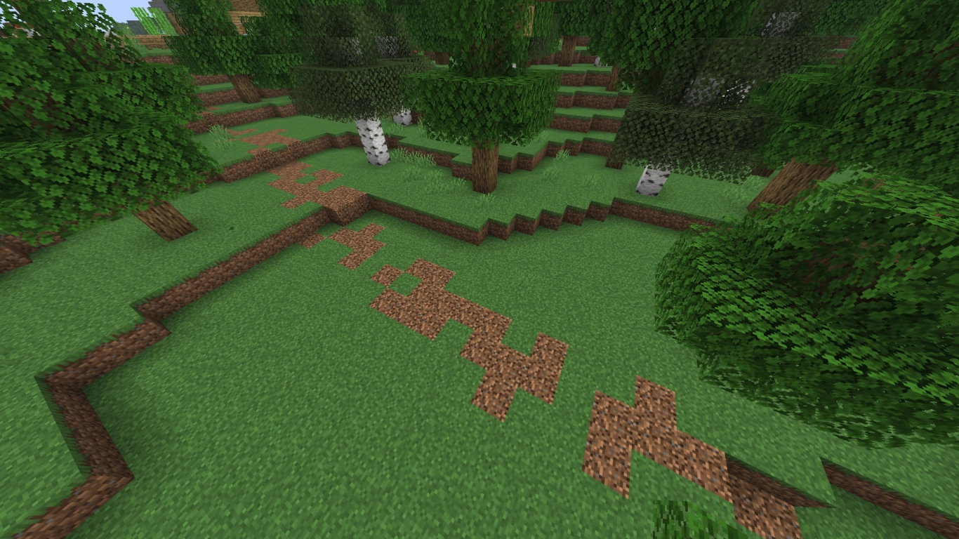 Grov utläggning av stig med ett huvudblock som ledlinje i Minecraft