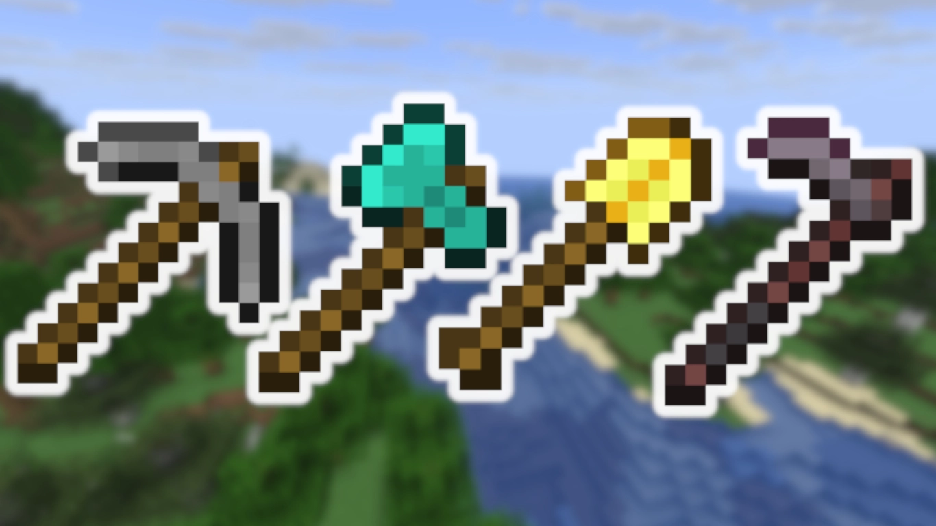 Minecraft Axt, Spitzhacke, Schaufel und Hacke mit sinnvollen Upgrades
