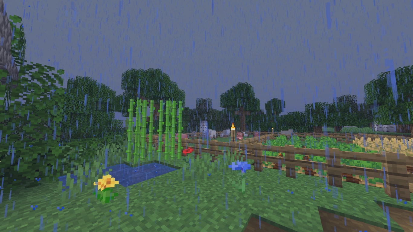 Minecraft Regen Effekte: Angeln, Ackerboden und Mobs im Regen