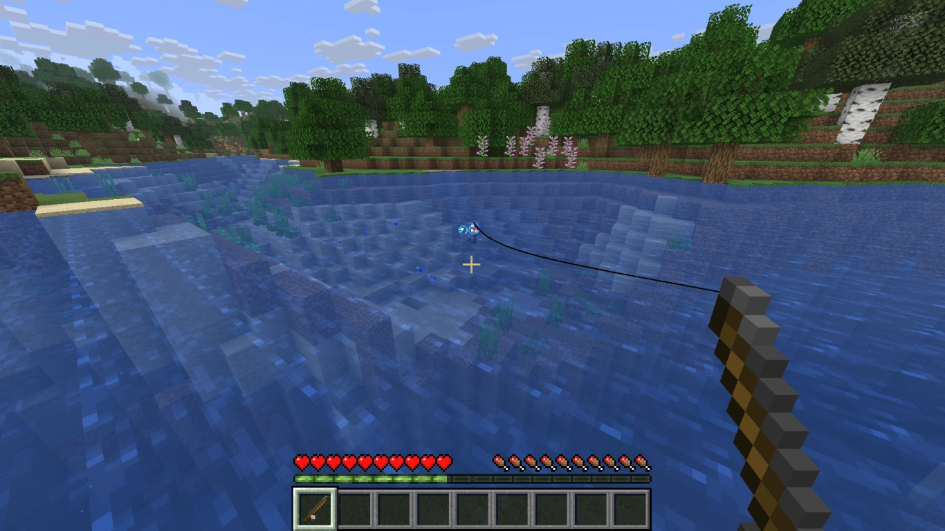 Angeln für Erfahrungspunkte im Minecraft Peaceful-Mode