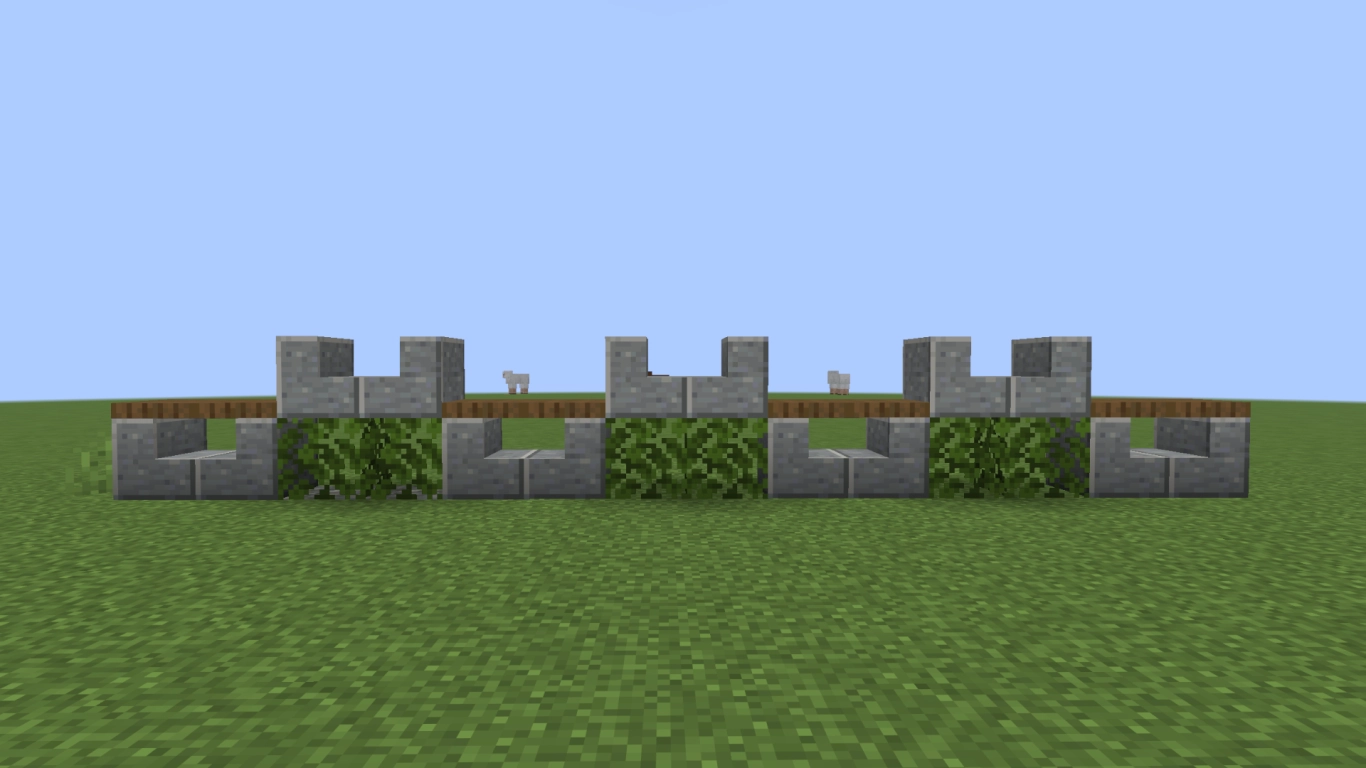 Minecraft Zaun-Geländer aus Treppen mit Eichenlaub und Falltüren