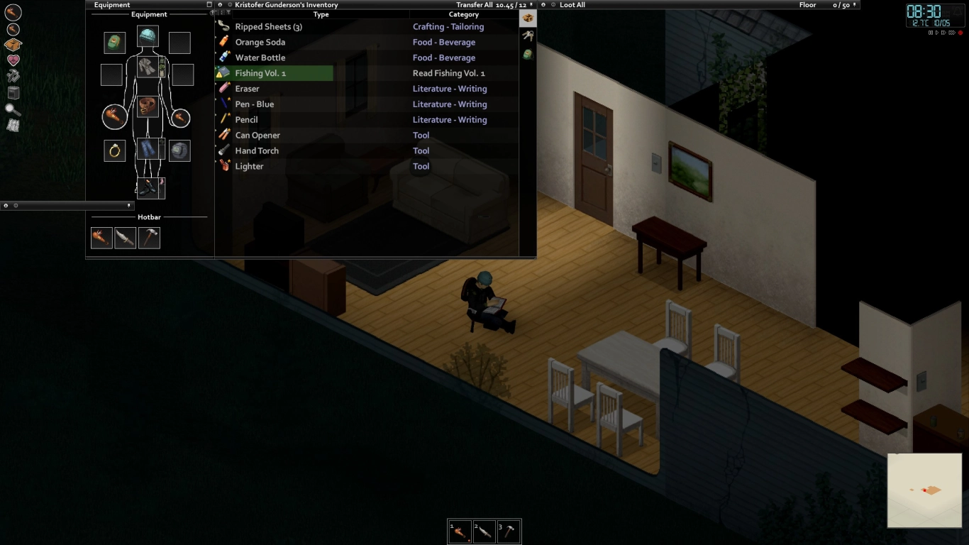 Ein Spielercharakter in Project Zomboid mit negativen Traits