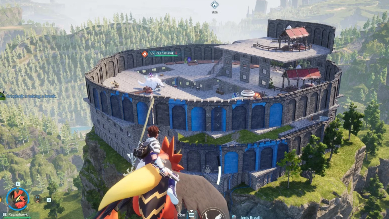 Palworld base costruita in verticale con piani e tetti a falda per una costruzione efficiente