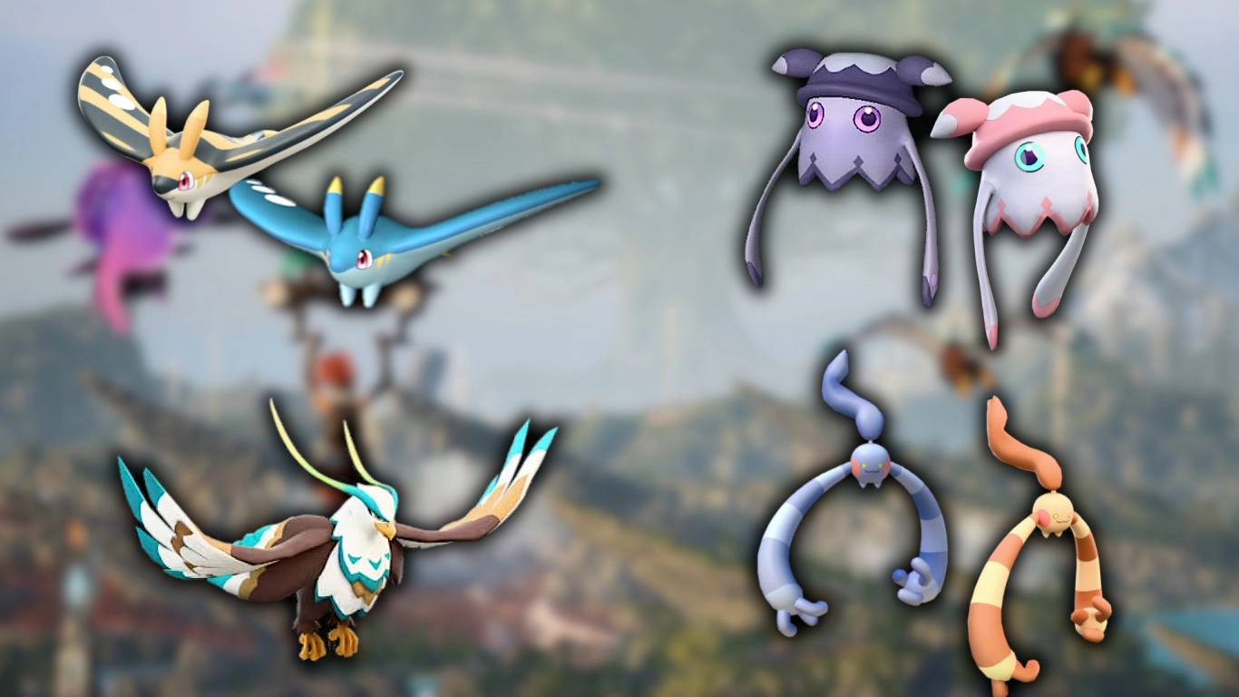 Palworld Gleiter-Pals Celaray, Celaray Lux, Killamari, Killamari Primo, Hangyu, Hangyu Cryst und Galeclaw