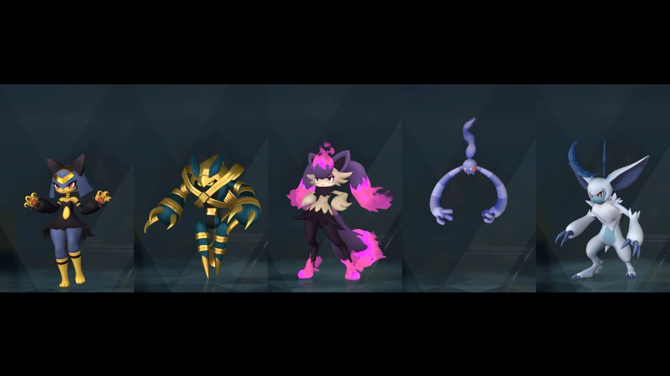 Palworldi käsitöö-Palid mid game'is Sekhmet, Gildra, Majex, Hangyu Cryst ja Loupmoon Cryst