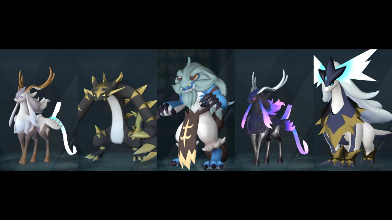 Pals lenhadores de Palworld no late game: Celesdir, Cryolinx Terra, Bastigor, Celesdir Noct e Silvegis
