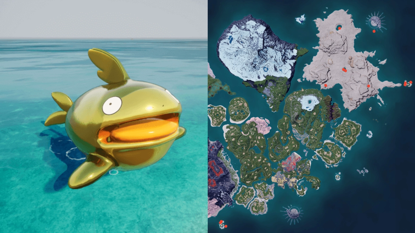 Dumud Gild, variante dorée, pêché en eau douce dans Palworld