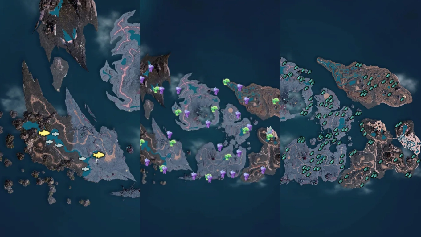 Soralit, Dungeon und Angel-Spots auf Palworld Sunreach