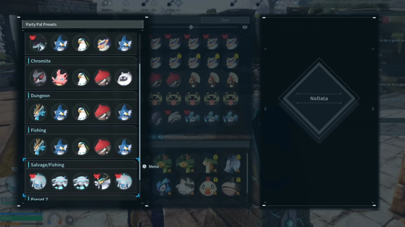 Gerir e alternar predefinições de equipa em Palworld